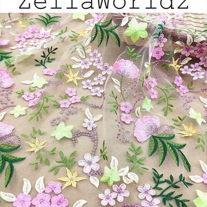 Flower Embroidered Tulle: 3D Floral Lace Mesh, DIY Wedding Material