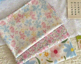 Pink Floral Printed Cotton Fabric: Girl Dresses Blouse Garments Sewing Material, DIY Craft Fabric