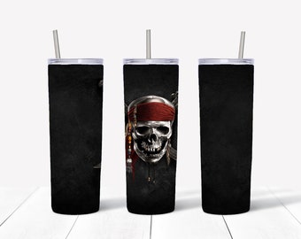 Personalized Tumbler with Lid and Straw - Custom Water Bottle- Pirates