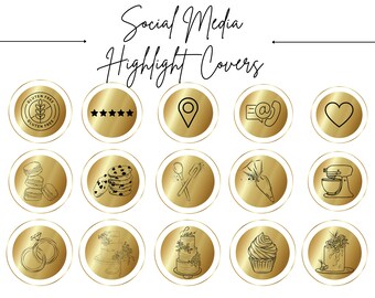 Portadas destacadas de Instagram de Gold Bakery / Íconos de redes sociales (Descarga digital)