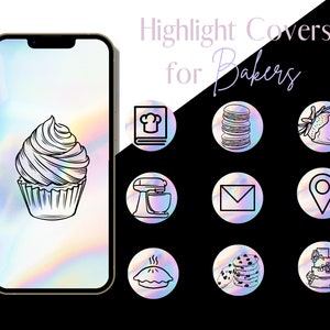 Instagram Highlight Covers | Bakery Cake | Cake Highlights | iridescent Instagram Story Icons | Instagram Business Icons