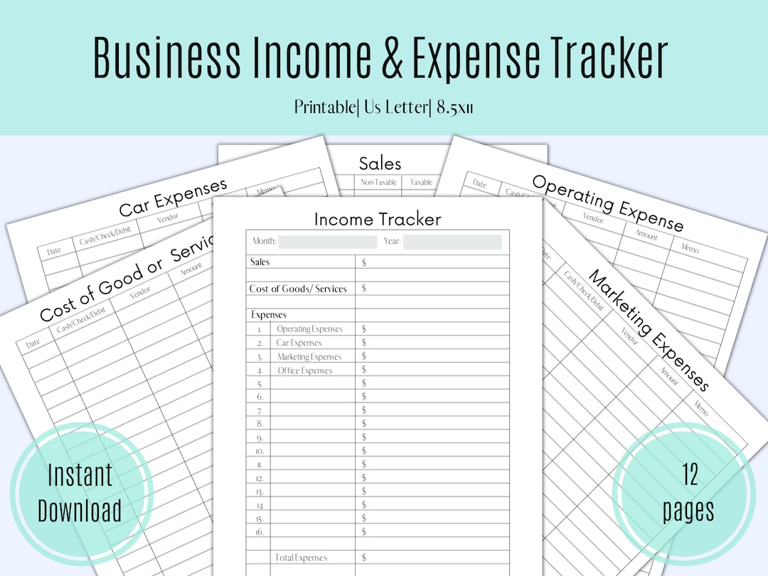Business Income and Expense Tracker: Printable Spreadsheet (digital ...