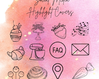 Portadas destacadas de Instagram de panaderías / Iconos de pasteles (descarga digital)