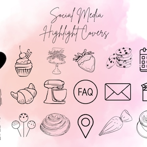 Pink Instagram Highlights Bakery Cake | Cake Highlights |minimal  Instagram Story Icons | Instagram Business Icons