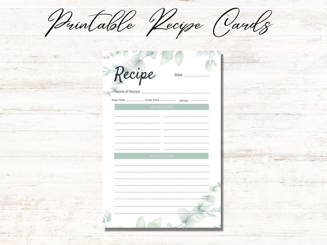 Recipe Card Recipe Template Kitchen baking Recipe bridal Etsy