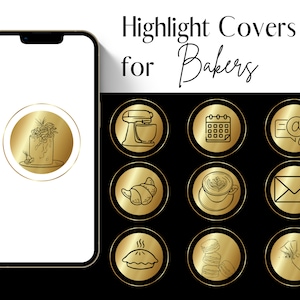Gold Instagram Highlights Bakery Cake | social media highlights |Cake Highlights |minimal Instagram Icons | Instagram Business Icons