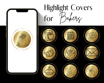 Portadas destacadas de Instagram de Gold Bakery / Íconos de redes sociales (Descarga digital)