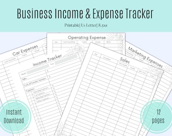 Inkomsten- en onkostenregistratie voor Floral Business: afdrukbare spreadsheet (US Letter) (digitale download)