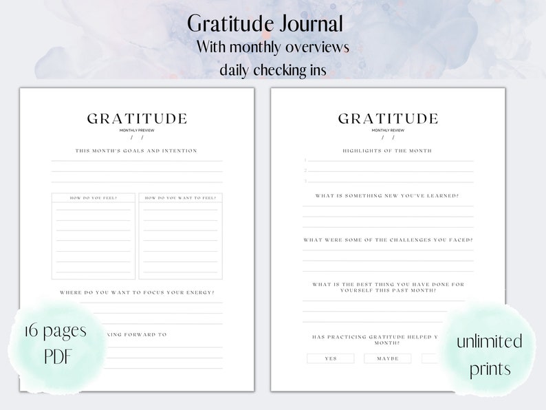 Gratitude Journal Printable, Mindfulness Template (US Letter, A4, A5 ...