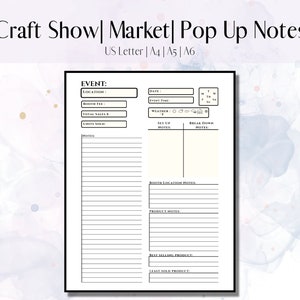 Feria de artesanía / Mercado / Planificador de notas de proveedores / Descarga instantánea/