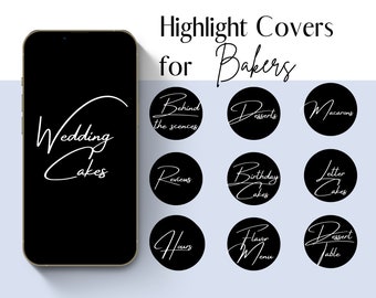 Portadas destacadas de Instagram para panaderías / Iconos de negocios de pasteles (descarga digital)