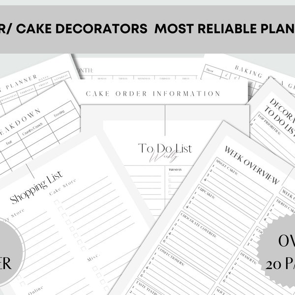Baker| cake decorator weekly planner| Cake Order planner| Baking Planner| Instant download| Printable| weekly planner| Pastry chef| Letter|