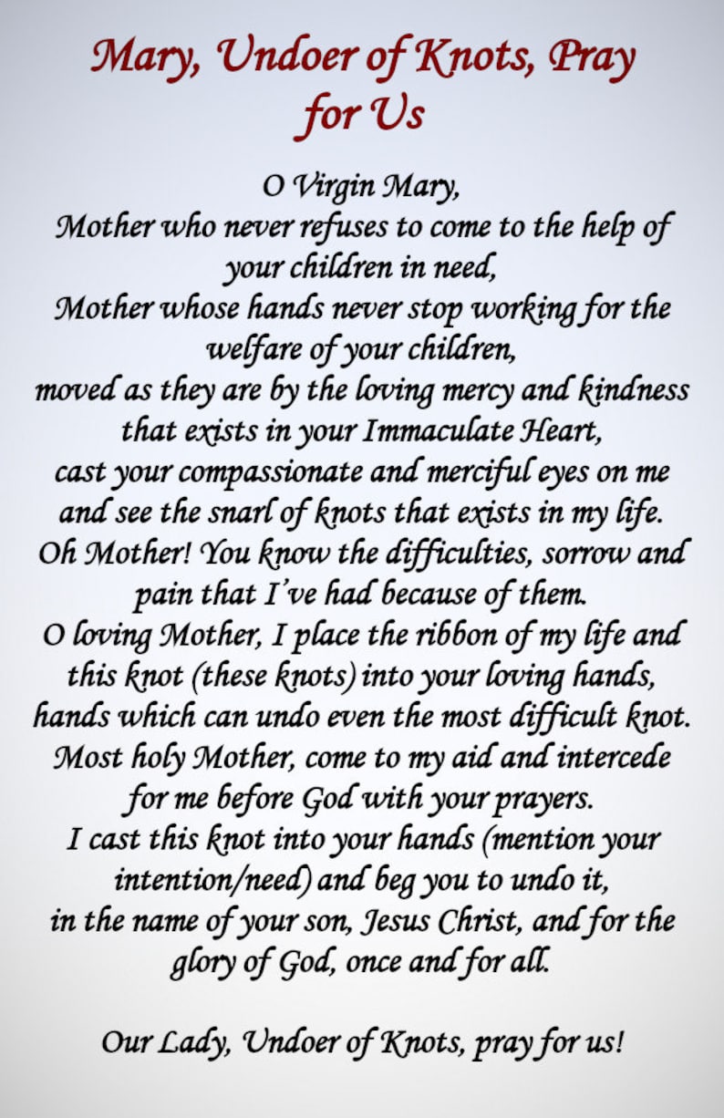 Mary Undoer Of Knots Prayer Printable