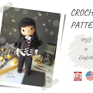 Wednesday Addams  clothes + body pattern Amigurumi Crochet İngilizce Pattern pdf