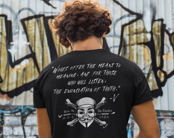 Words Offer The Means To Meaning - V For Vendetta Famous Quote - ATO Motivational Shirts and Stickers