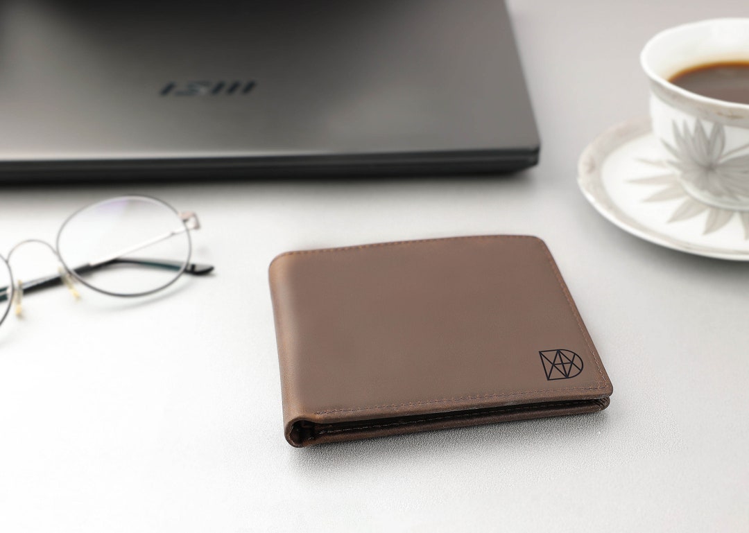 Name Logo Personalized Genuine Leather Classic Bifold Wallet •RFID ...