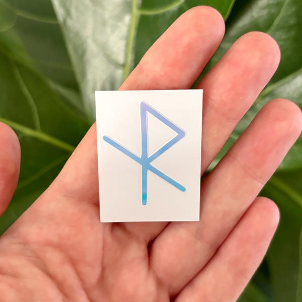 Safe Travels Rune Vinyl Decal | Car Window Rearview Mirror Bumper Laptop Tumbler Sticker | Holographic Van Life Road Trip, Viking Symbol