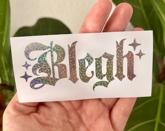 Blegh Metal Vinyl Decal | Car Window Rearview Mirror Laptop Phone Case Bumper Sticker | Holographic Spooky Feral Stars Emo Rock Music Rawr