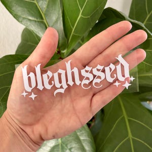 Bleghssed Blegh Metal Vinyl Decal | Car Window Rearview Mirror Laptop Case Bumper Sticker | Holographic Spooky Feral Stars Emo Rock Music