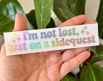 On A Sidequest Vinyl Decal | Truck Car Window Mirror Laptop Water Bottle Bumper Sticker | Holographic EDM Sprout House Music Festival Rave