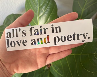 All's Fair In Love Decal | Car Window Rearview Mirror Bumper Laptop Sticker | Holographic Y2K Old English Reputation Aesthetic Accessory