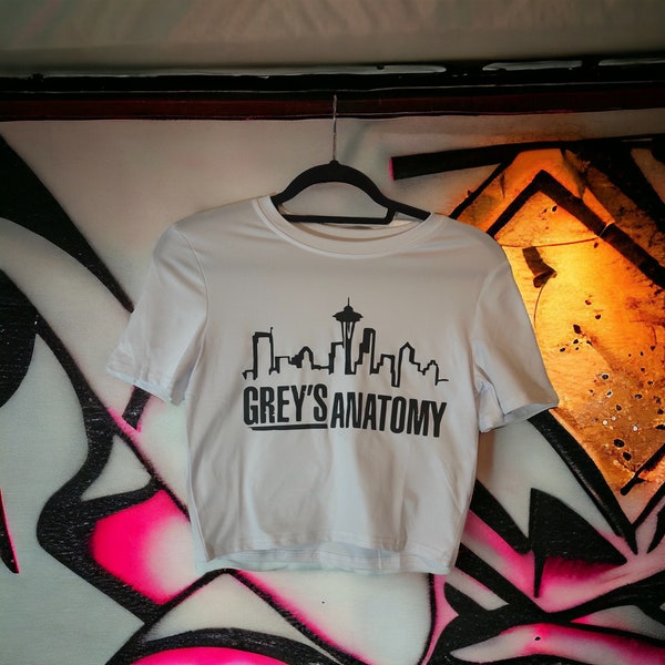 Greys Anatomy White Short Sleeve Crop Top! Perfect gift for any Greys fan!