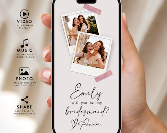 Bridesmaid Proposal Video Template: Animated Text & Music (Canva)