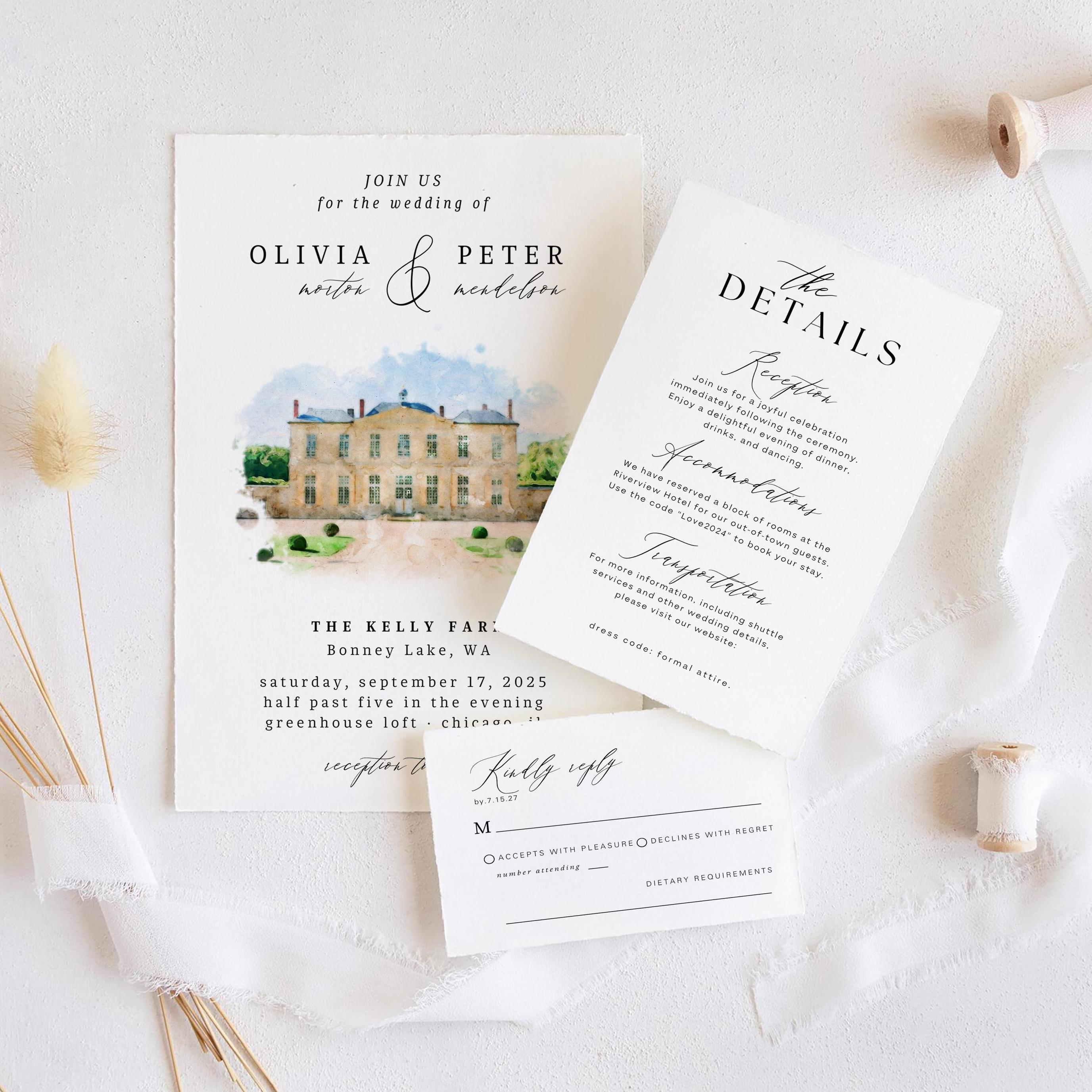 Watercolour Wedding Invitation New Zealand