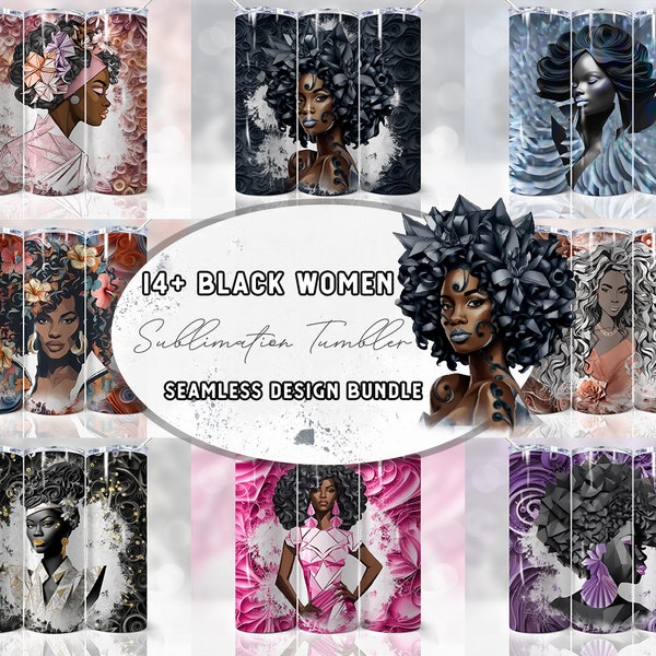 3D Black Woman 20oz Tumbler Wrap Bundle, Black Girl PNG Sublimation African American Afro, Quilled Paper Digital Download Skinny Tumbler