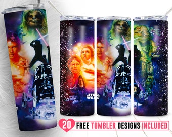 20oz Star Skinny Tumbler Sublimation Png, Cartoon Character Png, Wars, Galaxy, Starship, Glitter,Space, Straight &Tapered Tumbler Png Design