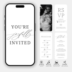 Hochzeitsvideoeinladungsvorlage, animierte Hochzeitseinladung, Digitales Telefon-Einladung, Canva-Textnachricht, Minimalistische Hochzeitseinladung