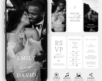 Animated Wedding Invitation Template: Photo, RSVP, Details (Digital Download)