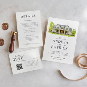 Benutzerdefinierte Aquarell Ort Hochzeitseinladung,Hochzeitseinladungsvorlage, Aquarell Ort Hochzeit einladung, Illustration Hochzeitsort