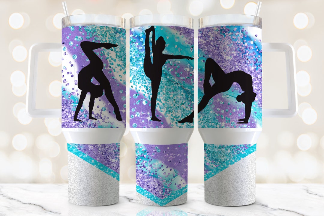 40oz Gymnastics Milkyway Glitter Tumbler Wrap, Gymnastic, Sports