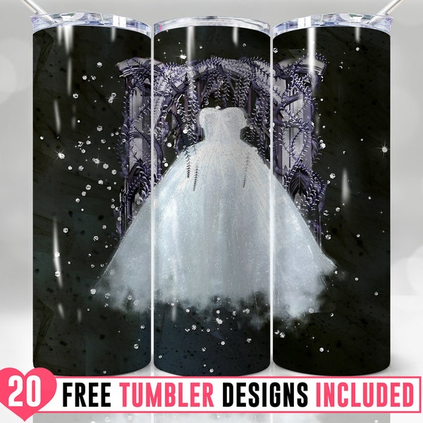 20oz Wedding Dress Skinny Tumbler Wrap Png, Wedding, Bride, Squad, Tuxedo, Bridal, Glitter, Wrap, Sublimation, Png,Seamless,Tumbler Design