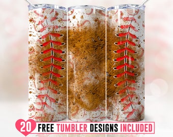 20oz Baseball Skinny Tumbler Wrap Png, Dirty Baseball, Sublimation,Baseball Season, Add your Name, Png, Straight &Tapered Tumbler Png Design