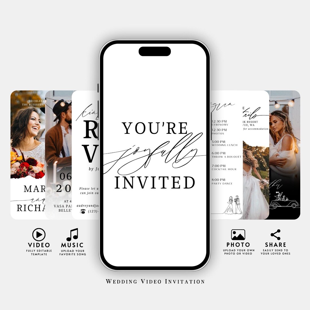 Video Invites Animated Wedding Video Invitation: Photo & Music Template (canva) - Etsy