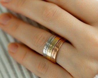 14K Gold Memorial Handwriting Ring • Unisex Handwriting Eternity Wedding Band • Birthday Gift • Engagement Ring • Couples Ring