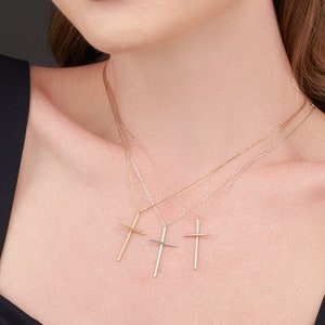 Dainty Cross Necklace of Medium Height • Unisex Christmas Gift • Christian Gifts • the Most Meaningful Christmas Gift