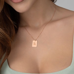 Old English Initial Tag Necklace Keepsake Custom Letter Jewelry Boyfriend's Initial Pendant Gift for Her or Him image 6