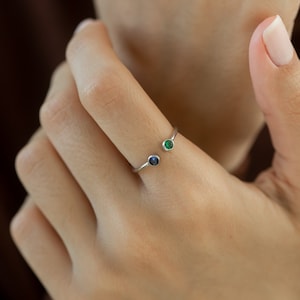 14K Personalized Birthstone Ring • Two Birthstone Ring • Double Stone Ring • Double Birthstone in Solid Yellow, White and Rose Gold