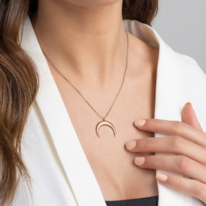 14K Moon Necklace Stacking Necklace with Moon Pendant Gift for Him Perfect Layering Necklace Gift for Her image 4