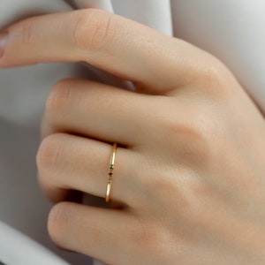 14K Family Multi-Stone Ring  • Dainty Birthstones Ring • Custom Mother&#39;s Gift • Birthstone Ring in Solid 14K Yellow, White and Rose Gold