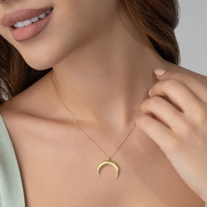 14K Moon Necklace Stacking Necklace with Moon Pendant Gift for Him Perfect Layering Necklace Gift for Her image 3