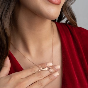Daisy naam ketting • Gepersonaliseerde naam ketting met hart en Daisy charme • 14K gouden cadeau voor vriend • Besties cadeau voor haar