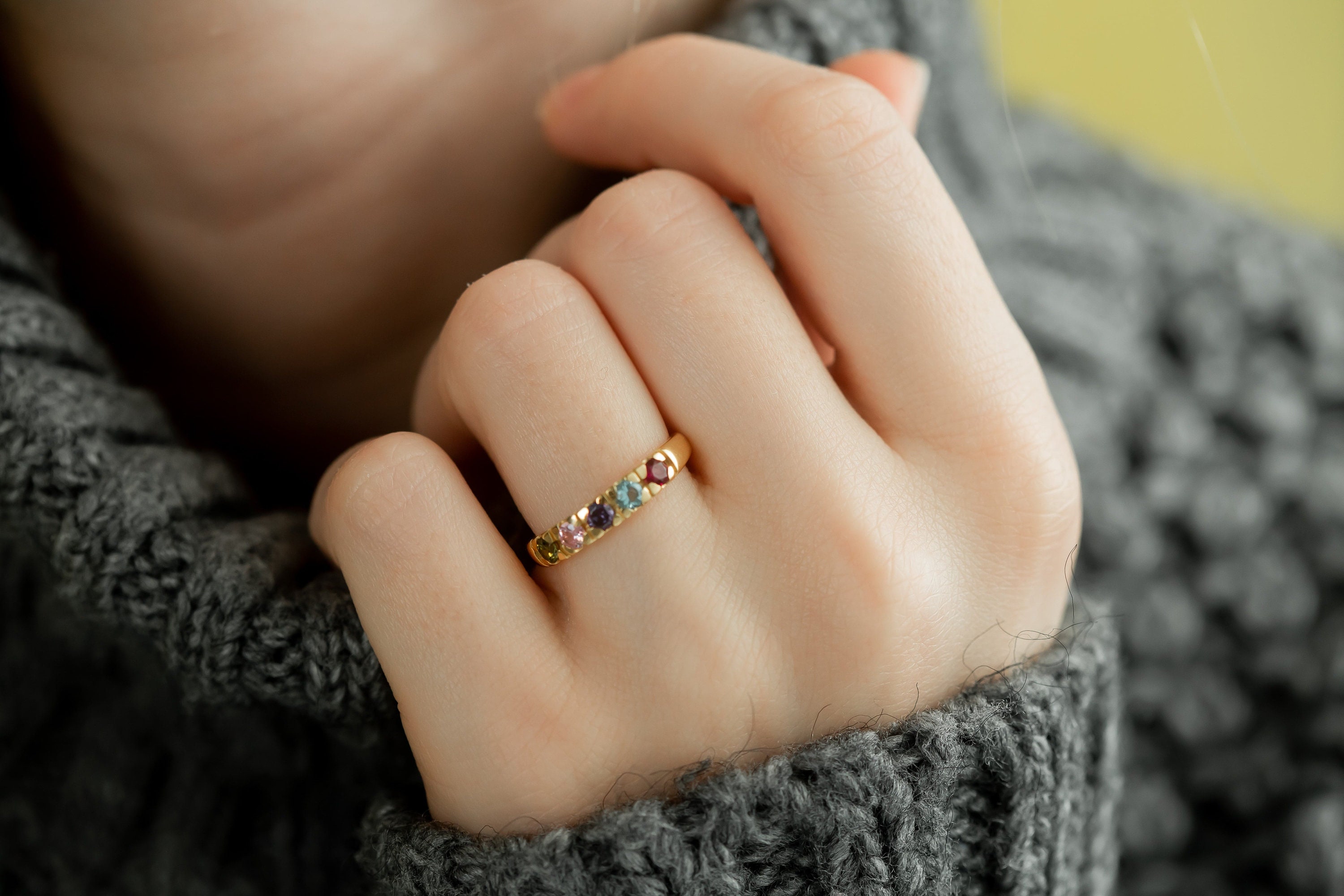 Family Birthstone Rings for Mom 
