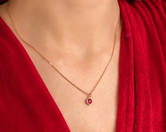 Collana con pietra portafortuna con castone • La tua collana con pietre preziose in oro giallo, bianco e rosa • Collana personalizzata con pietre di cristallo • Regalo migliore amico