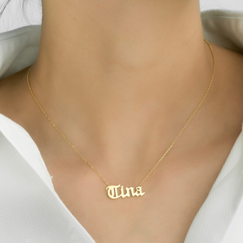 Custom Gothic Writing Necklace Old 