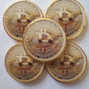 Bitcoin inspired Milk Chocolate Gold Coins x5 Pack