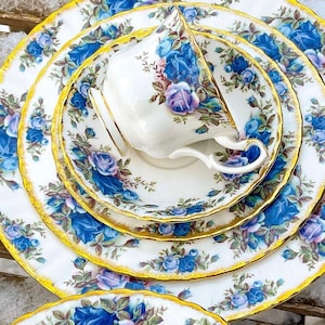 Vintage Royal Albert Moonlight Rose 5 piece Dinner place settings, sold separately, 12 available, English Bone China